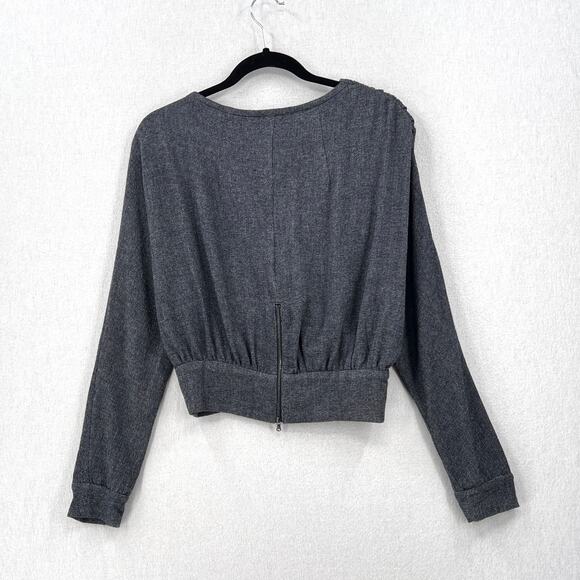 RACHEL COMEY Frances Top Womens 2 Navy Clarion Textured Wrap Long Sleeve Blouse - Picture 5 of 16